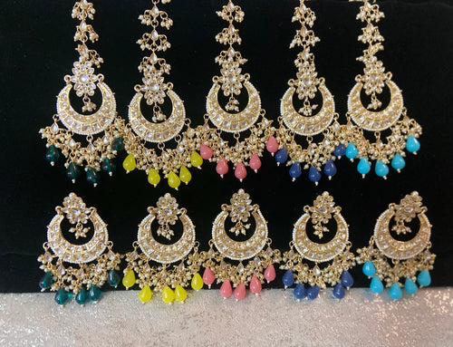 Lightweight Kundan Earrings Tikka - 5 colors