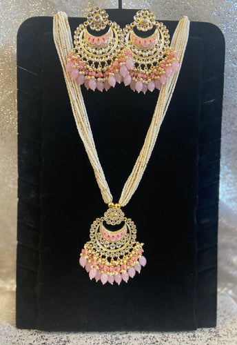 Long Kundan Beaded Necklace Set