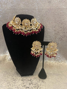 Kundan Choker Set with Earrings - 3 colors