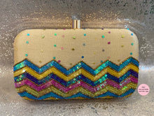 Load image into Gallery viewer, Beige Multi Zig-Zag clutch