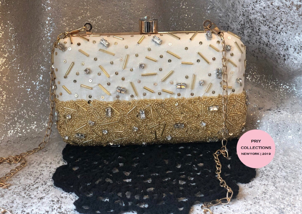 Gold and White Clutch