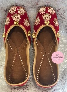 Red Velvet Punjabi Jutti/Ladies Shoes