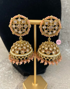 Beaded Polki Jhumkis - 6 Colors