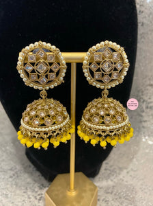 Beaded Polki Jhumkis - 6 Colors