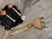 Load image into Gallery viewer, White &amp; Ruby Kundan Long Necklace