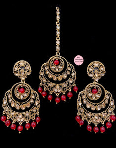 Lightweight Gold Earrings Tikka set