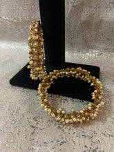 Load image into Gallery viewer, Gold White Pearls Hanging Bangles Set