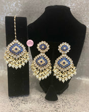 Load image into Gallery viewer, Kundan Painted Earrings Tikka Set -  3 Colors