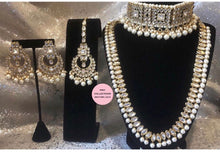 Load image into Gallery viewer, White Gold Pearls Choker Rani Haar Set