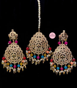 Jadau Earrings Tikka Set - 7 colors