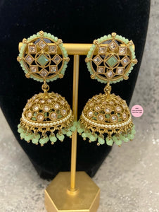 Beaded Polki Jhumkis - 6 Colors