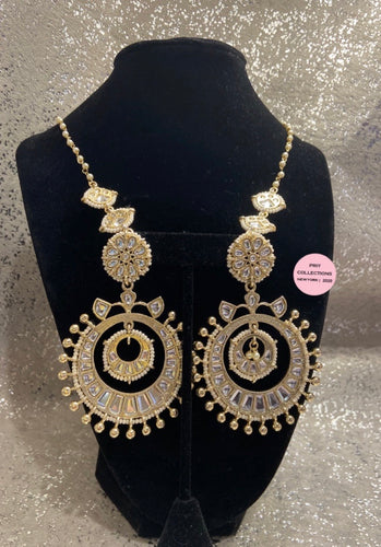 Gold Kundan Sahare Earrings