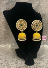 Load image into Gallery viewer, Painted Kundan Gold Jhumkis - 6 Colors