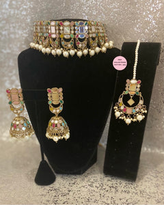 Mirrored Choker Jhumki Sets - 5 colors