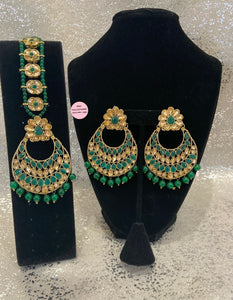 Chandbali Earrings Tikka Set - 2 Colors