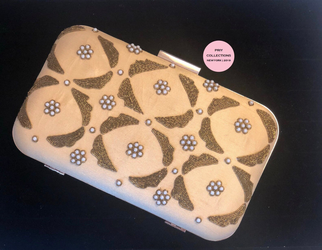 Beige Gold Clutch