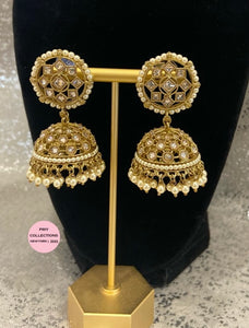 Beaded Polki Jhumkis - 6 Colors