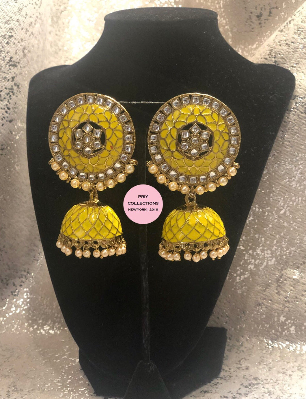 Yellow Jhumki Earrings