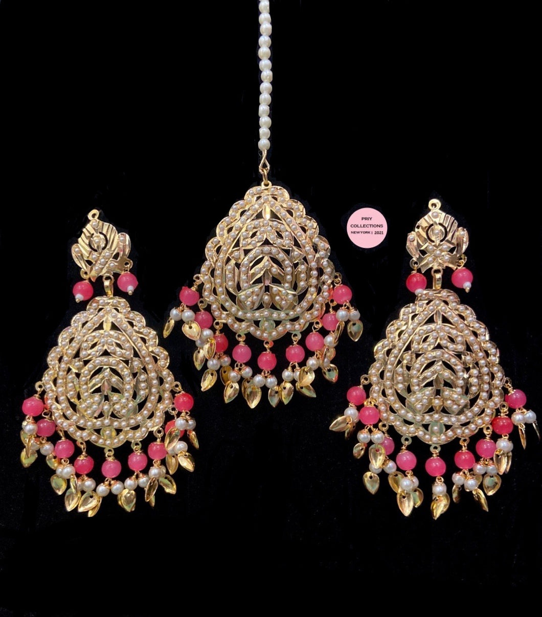 Jadau Earrings Tikka Set - 7 colors