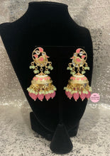 Load image into Gallery viewer, Peacock Gold Beaded Jhumkis - 2 colors