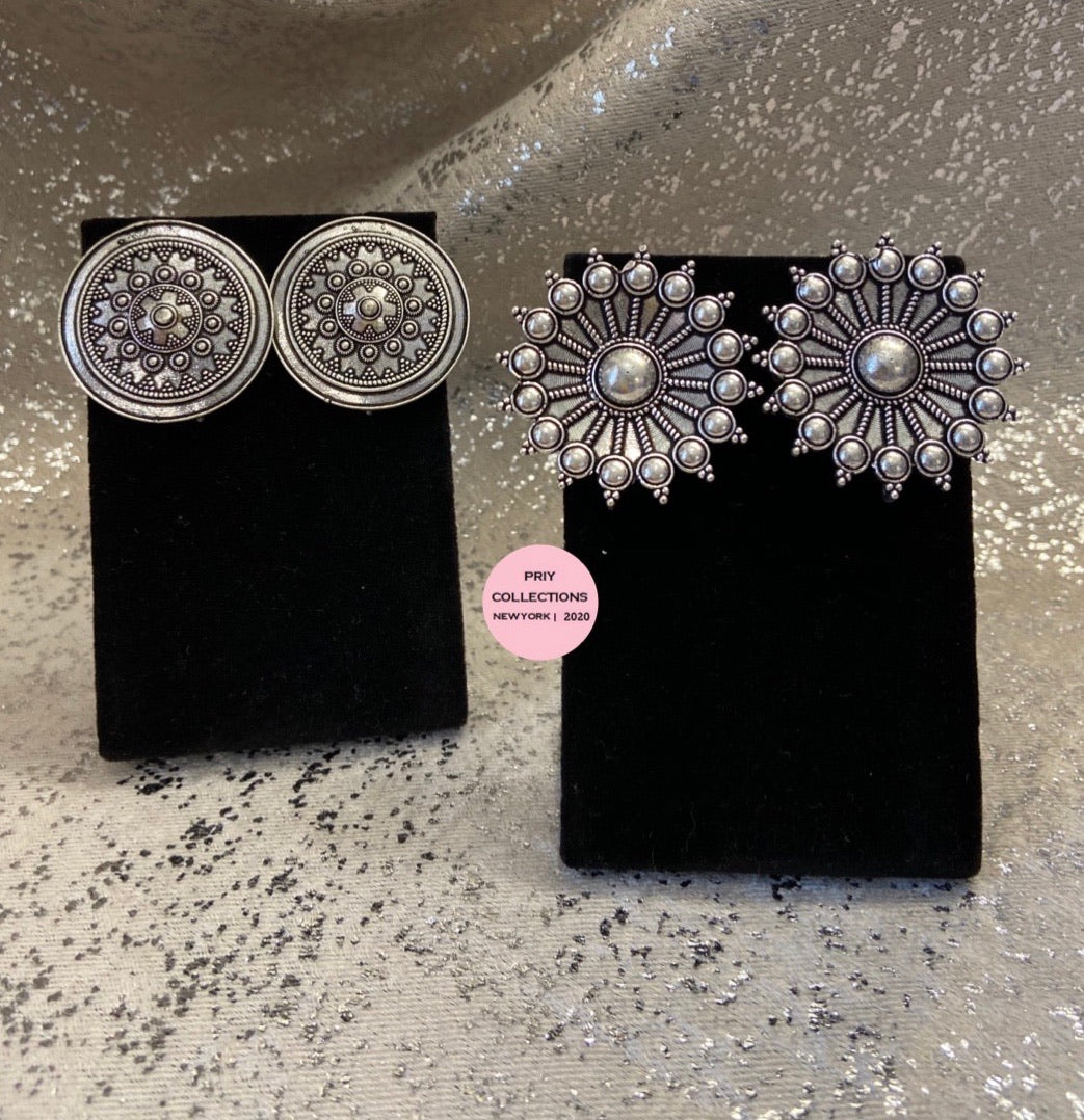 Oxidized Silver Studs