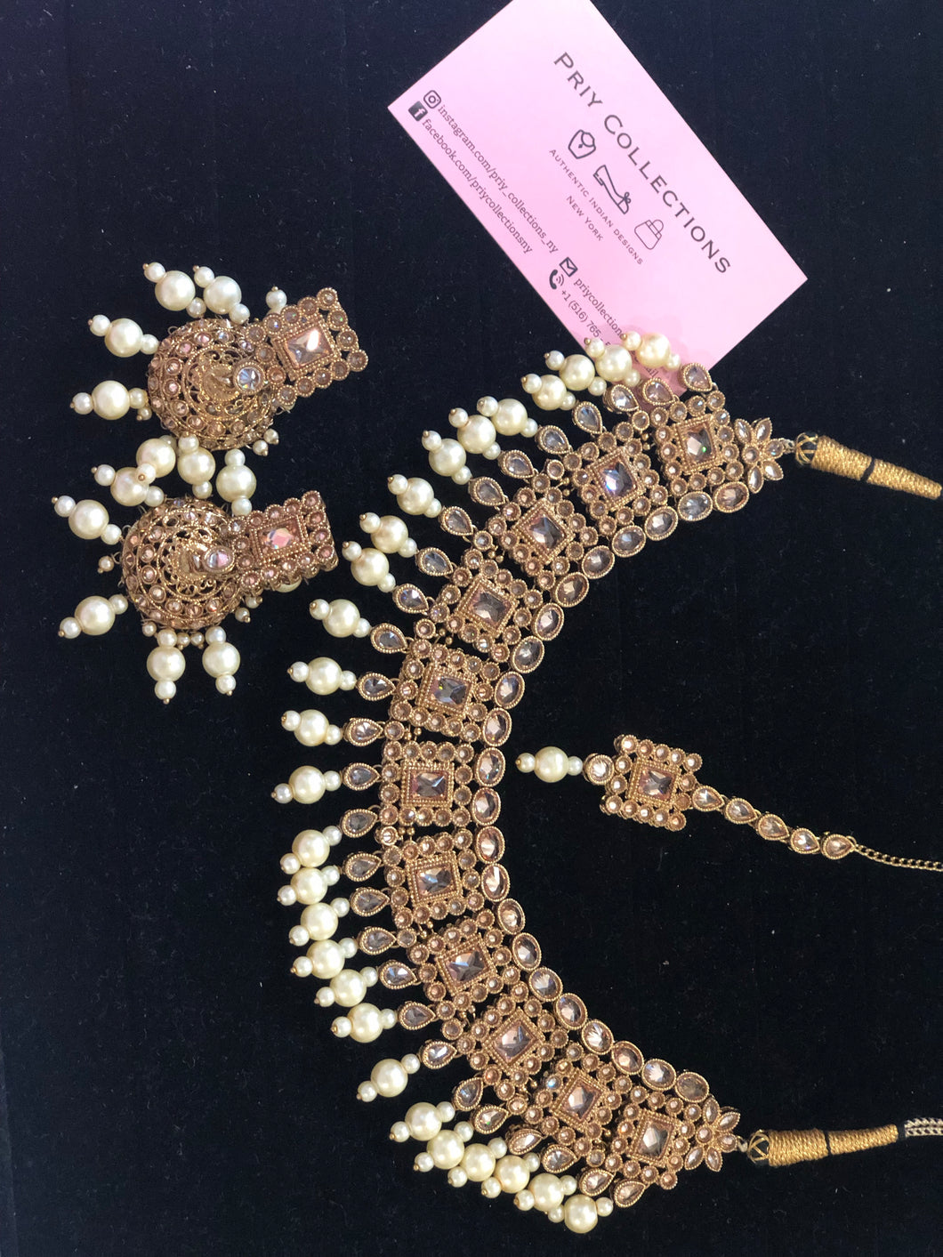 Champagne Gold Polki Choker Set