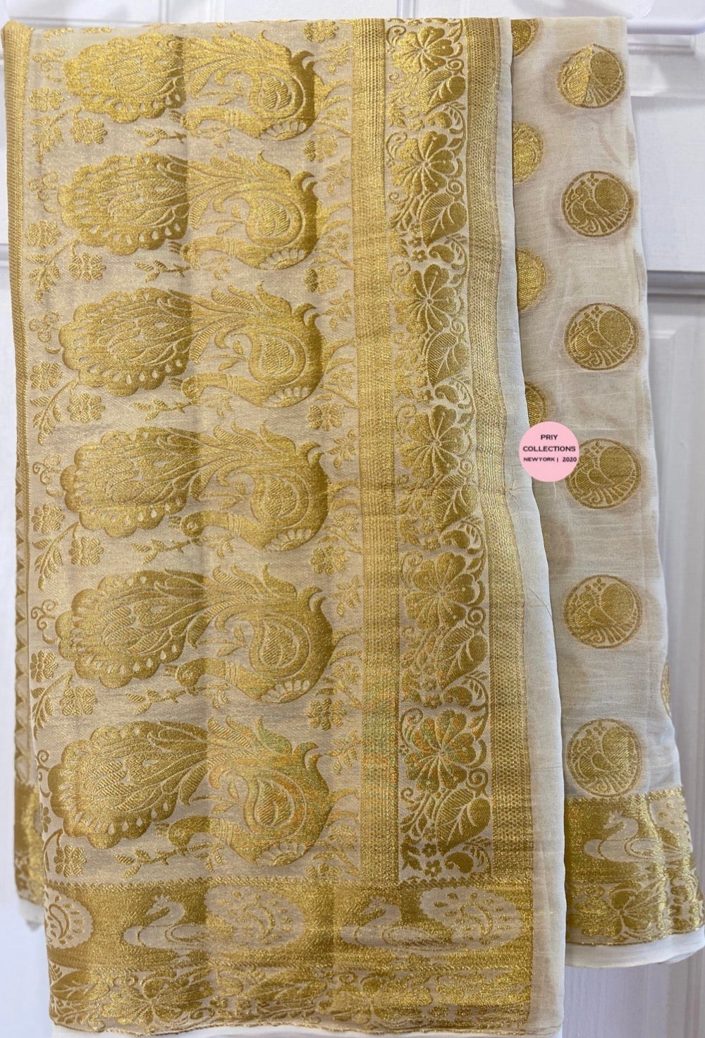 White Gold Banarsi Dupatta