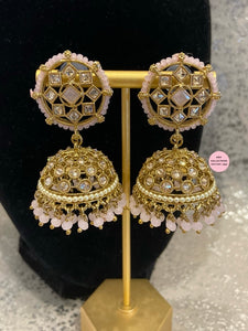 Beaded Polki Jhumkis - 6 Colors