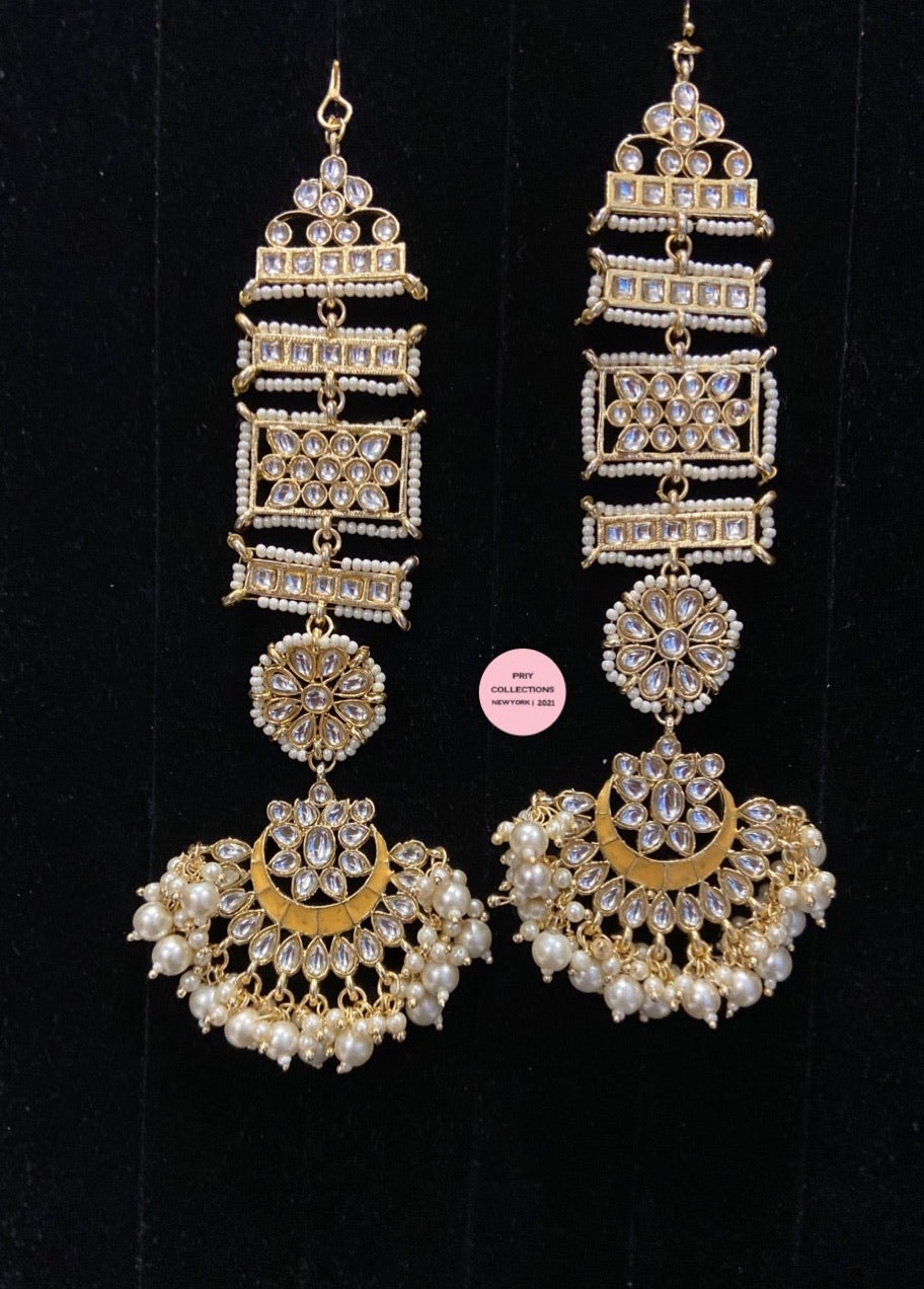 Yellow Kundan Earrings