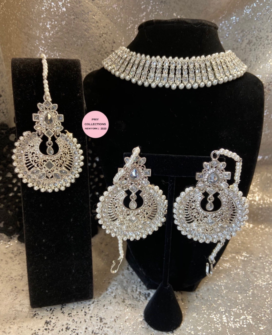 HQ Polki Silver choker Ser
