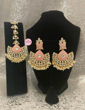 Load image into Gallery viewer, Gold Meena Colored Earrings Tikka Set - 5 Colors