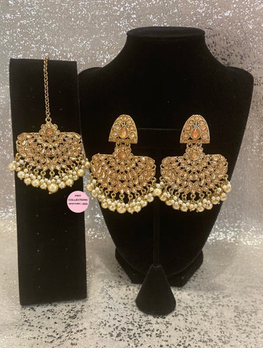 Dark Gold Earrings Tikka set