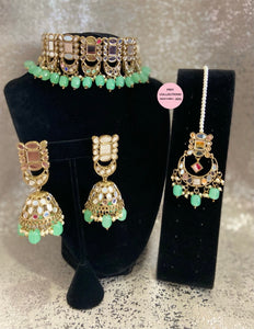 Mirrored Choker Jhumki Sets - 5 colors